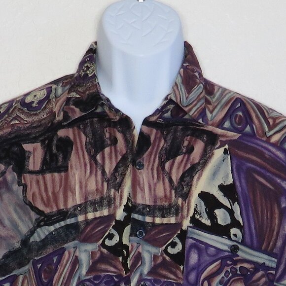 Natural Issue* Men's Short Sleeve Button Down Curved Hem Pocket BOHO Shirt~Large - Picture 9 of 10